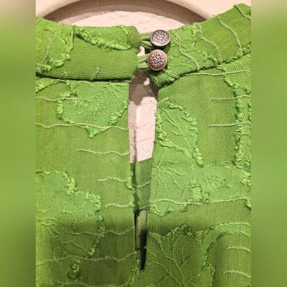 Soft Surroundings Green Sleeveless Blouse Lace Ruffles Lined Viscose Women's S - Picture 2 of 6